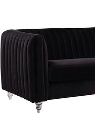 Kent Elegant Velvet Modern Contemporary Plush Cushion Seat Round Acrylic Feet Sofa - Black