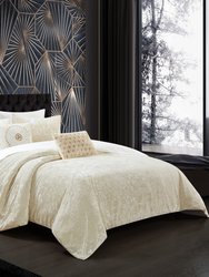 Kiana 9 Piece Comforter Set Crinkle Crushed Velvet Bed In A Bag - Sheet Set