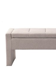 kube Storage Bench Linen Textured Upholstery Minimalist Design With Discrete Interior Compartment - Beige