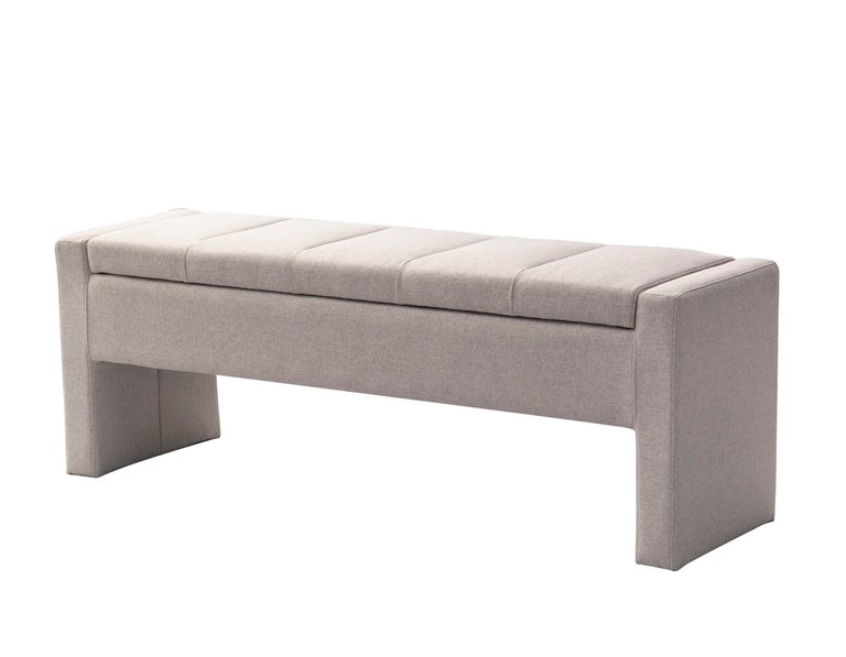 kube Storage Bench Linen Textured Upholstery Minimalist Design With Discrete Interior Compartment