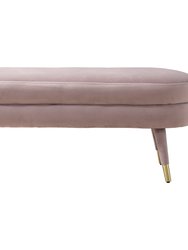 Lain Bench Plush Velvet Upholstery Tapered Gold Tip Metal Legs Rounded Seat Cushion - Blush
