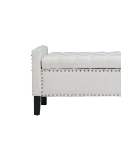 Chic Home Design Lance Linen Modern Contemporary Button Tufted With Silver Nailheads Deco On Frame Storage Lid Can Stop at Any Position Bench product
