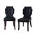 Lennon PU Leather Modern Contemporary Button Tufted Turned Wooden Leg Dining Chair, Set Of 2 - Black