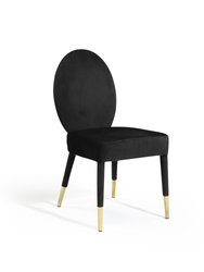 Leverett Dining Chair Velvet Upholstered Oval Back Armless Design Velvet Wrapped Wood Gold Tone Metal Tipped Legs - Set Of 2