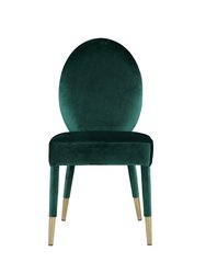 Leverett Dining Chair Velvet Upholstered Oval Back Armless Design Velvet Wrapped Wood Gold Tone Metal Tipped Legs - Set Of 2 - Green
