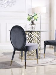 Leverett Dining Chair Velvet Upholstered Oval Back Armless Design Velvet Wrapped Wood Gold Tone Metal Tipped Legs - Set Of 2