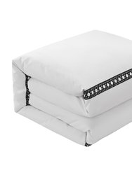Lexah 7 Piece Cotton Blend Duvet Cover 1500 Thread Count Set Solid White With Embroidered Details Bed In A Bag Bedding