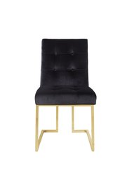 Liam Modern Contemporary Tufted Velvet Polished Brass Metal Frame Dining Side Chair - Black