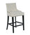 Lyric Counter Stool Chair Button Tufted Velvet Upholstered Nailhead Trim Swoop Arm Seat Pull Ring Espresso Finished Tapered Wood Legs - Beige