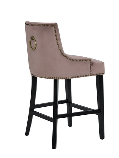Chic Home Design Lyric Counter Stool Chair Button Tufted Velvet Upholstered Nailhead Trim Swoop Arm Seat Pull Ring Espresso Finished Tapered Wood Legs product