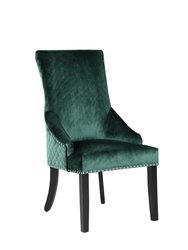 Machla Dining Side Chair Diamond Button Tufted Velvet Upholstered Silver Tone Nailhead Trim Espresso Finished Wooden Legs, Modern Transitional