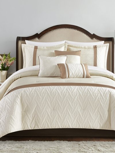 Chic Home Design Macie 10 Piece Comforter Set Jacquard Woven Geometric Design Pleated Quilted Details Bed In A Bag Bedding product