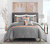 Macie 6 Piece Comforter Set Jacquard Woven Geometric Design Pleated Quilted Details Bedding - Grey