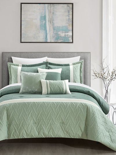 Chic Home Design Macie 6 Piece Comforter Set Jacquard Woven Geometric Design Pleated Quilted Details Bedding product