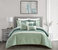 Macie 6 Piece Comforter Set Jacquard Woven Geometric Design Pleated Quilted Details Bedding - Green