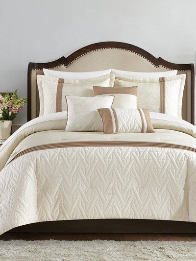 Chic Home Design Macie 6 Piece Comforter Set Jacquard Woven Geometric Design Pleated Quilted Details Bedding product