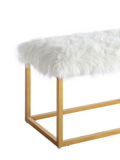 Chic Home Design Marilyn Bench Ottoman Faux Fur Brass Finished Stainless Steel Metal Frame product