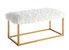 Marilyn Bench Ottoman Faux Fur Brass Finished Stainless Steel Metal Frame - Beige