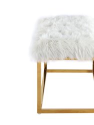 Marilyn Bench Ottoman Faux Fur Brass Finished Stainless Steel Metal Frame