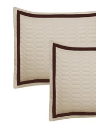 Marla 7 Piece Quilt Cover Set Hotel Collection Two Tone Banded Geometric Embroidered Quilted Bed In A Bag Bedding
