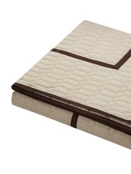Marla 7 Piece Quilt Cover Set Hotel Collection Two Tone Banded Geometric Embroidered Quilted Bed In A Bag Bedding