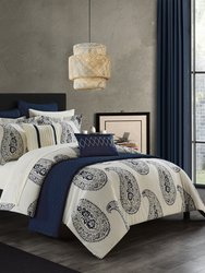 Mckenna 12 Piece Comforter And Quilt Set Contemporary Two-Tone Paisley Print Bed In A Bag