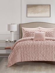 Mercer 6 Piece Comforter Set Pinch Pleat Box Design Bed In A Bag Bedding - Sheet Set - Blush