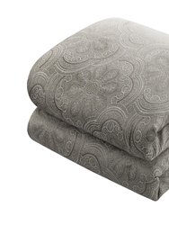 Merielle 9 Piece Comforter Set Jacquard Geometric Scroll Medallion Pattern Solid Border Design Bedding