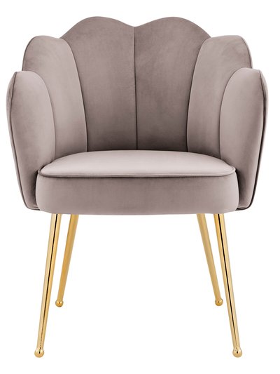 Chic Home Design Mia Rose Dining Side Chair Velvet Upholstery Scalloped Clamshell Back Gold Plated Solid Metal Legs - 1 Piece product