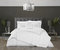 Milos 4 Piece Cotton Comforter Set Solid White With Dual Stripe Embroidered Border Hotel Collection Bedding - Grey