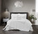 Milos 4 Piece Cotton Comforter Set Solid White With Dual Stripe Embroidered Border Hotel Collection Bedding - Beige