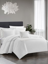 Milos 8 Piece Cotton Comforter Set Dual Stripe Embroidered Border Hotel Collection Bed In A Bag Bedding