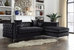 Monet Velvet Modern Contemporary Button Tufted With Silver Nailhead Trim Silvertone Metal Y-leg Right Facing Sectional Sofa - Black