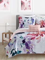 Monte Palace 6 Piece Reversible Quilt Set Floral Watercolor Design Bed In A Bag Bedding - Multi Color