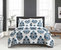 Morris 2 Piece Quilt Set Large Scale Floral Medallion Print Design Bedding - Blue