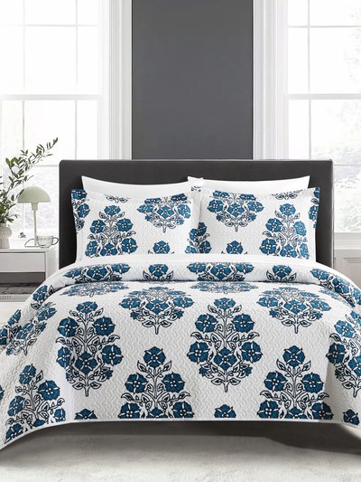 Chic Home Design Morris 5 Piece Quilt Set Large Scale Floral Medallion Print Design Bed In A Bag Bedding product