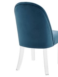 Mullen Dining Side Chair Velvet Upholstered Channel Quilted Seat Back Acrylic Legs - Set Of 2