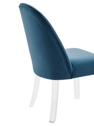 Mullen Dining Side Chair Velvet Upholstered Channel Quilted Seat Back Acrylic Legs - Set Of 2
