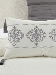 Mya 9 Piece Comforter Set Embossed Medallion Scroll Pattern Design Bed In A Bag