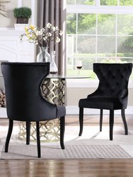 Naomi Wingback Dining Chair Button Tufted Velvet Upholstered Tapered Espresso Wood Legs, Modern Transitional