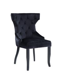 Naomi Wingback Dining Chair Button Tufted Velvet Upholstered Tapered Espresso Wood Legs, Modern Transitional