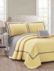 Nero 6 Piece Quilt Cover Set Hotel Collection Two Tone Banded Geometric Embroidered Quilted Bed In A Bag Bedding