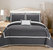 Nero 8 Piece Quilt Cover Set Hotel Collection Two Tone Banded Geometric Embroidered Quilted Bed In A Bag Bedding - Grey