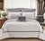 Nero 8 Piece Quilt Cover Set Hotel Collection Two Tone Banded Geometric Embroidered Quilted Bed In A Bag Bedding - White