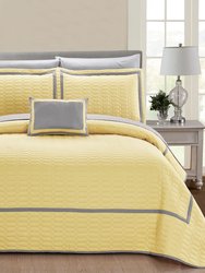 Nero 8 Piece Quilt Cover Set Hotel Collection Two Tone Banded Geometric Embroidered Quilted Bed In A Bag Bedding - Yellow