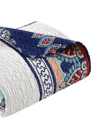 Nolina 4 Piece Reversible Quilt Cover Set 100% Cotton Bohemian Inspired Contemporary Panel Frame Geometric Pattern Print Bedding