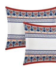 Nolina 4 Piece Reversible Quilt Cover Set 100% Cotton Bohemian Inspired Contemporary Panel Frame Geometric Pattern Print Bedding