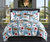 Orithia 3 Piece Reversible Quilt Set Tropical Floral Leopard Print Bedding - Blue