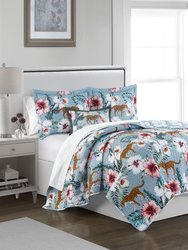 Orithia 8 Piece Reversible Quilt Set Tropical Floral Leopard Print Bed In A Bag