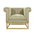 Palmira Accent Club Chair Button Tufted Linen-Textured Plush Cushion Brass Finished Brushed Metal Base Frame, Modern Transitional